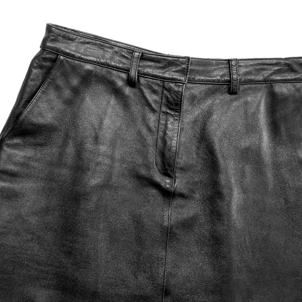 ❤️ Wilson's Black Leather Maxima Mini Skirt Sz 10 - Picture 2 of 8